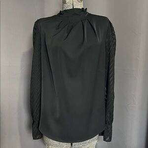 Chic Black Women's Blouse with Textured Sleeves